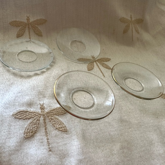 Vintage Glass Candle Bobeches. Lot of 4. Gold Edged. Plain. Etched Edged. - Picture 6 of 7